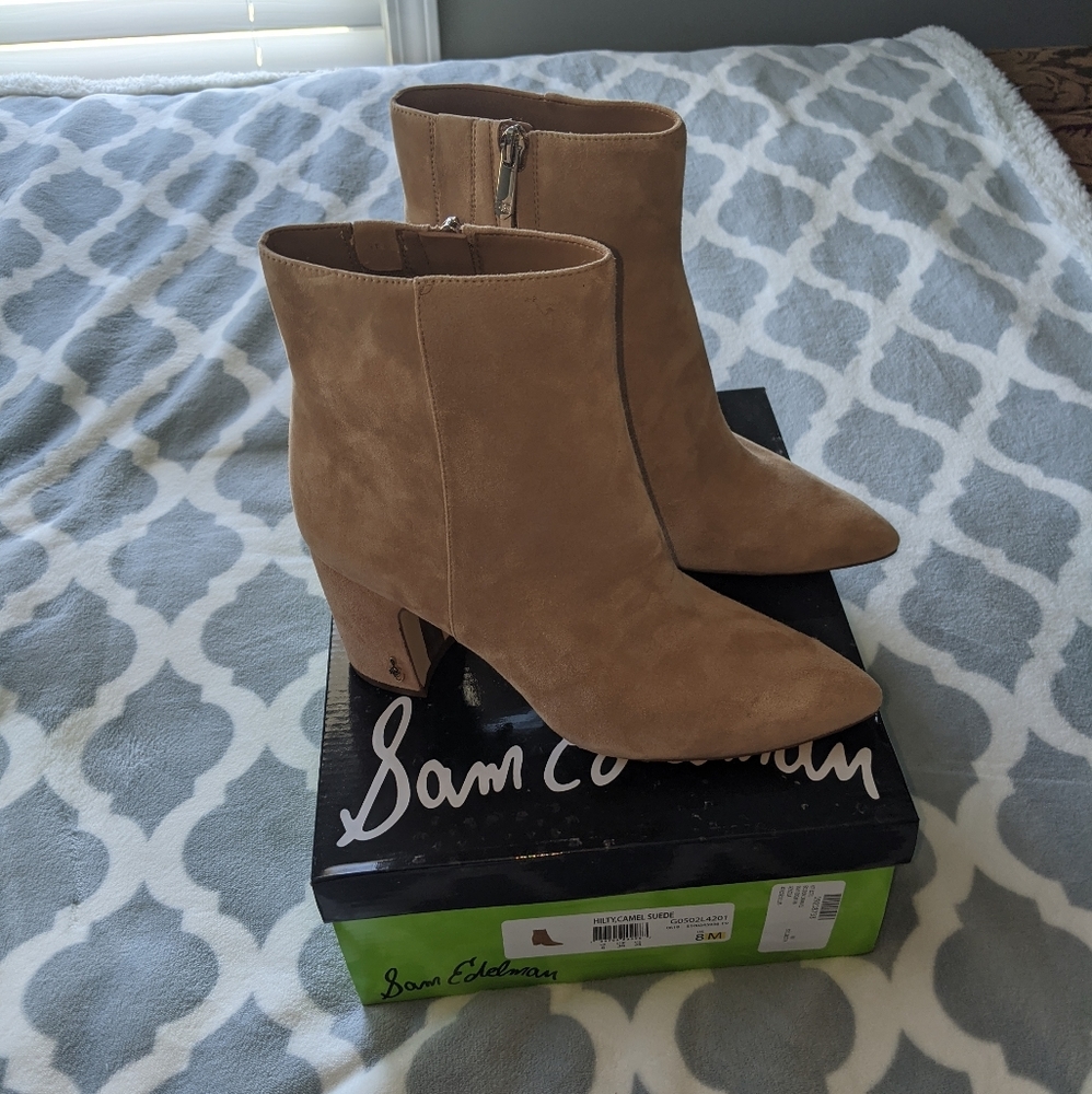 Sam Edelman Hilty Golden Camel Suede Bootie size 8